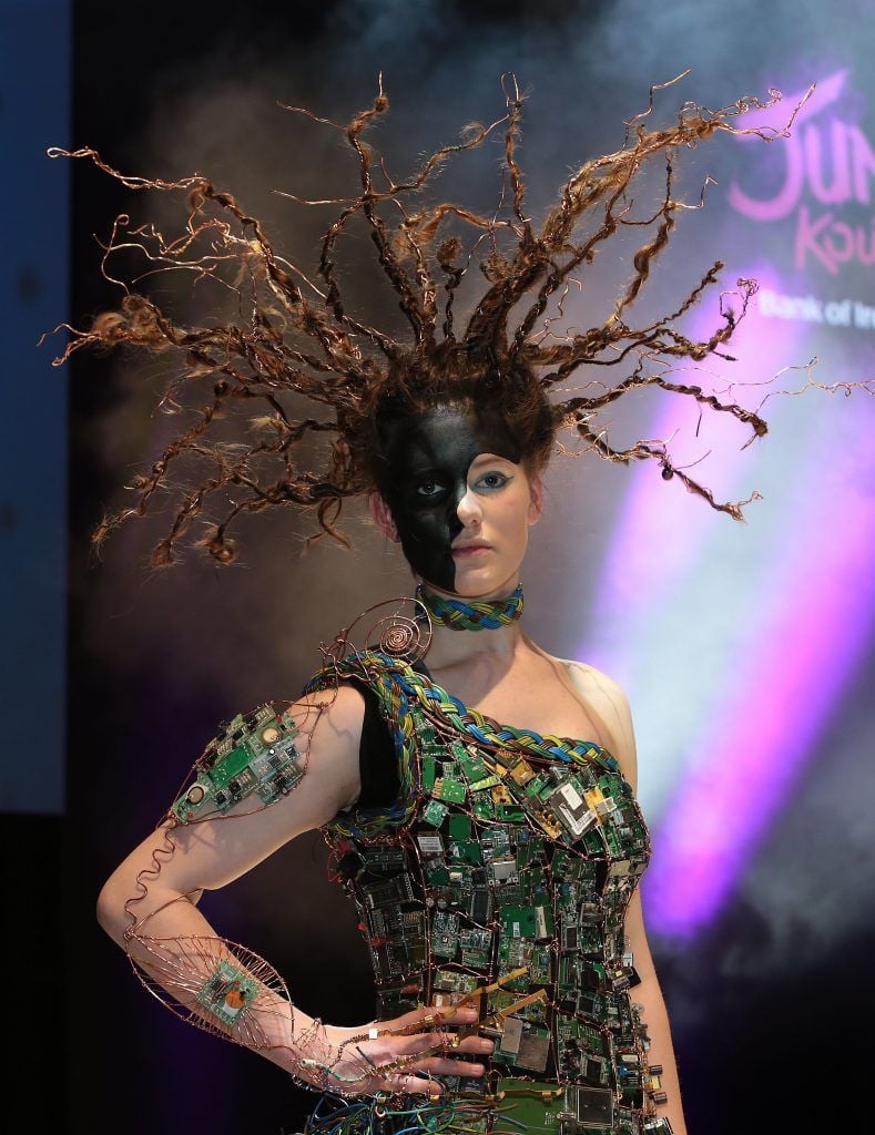 Reboot Mother Earth - Donna Colbourne - Breifne College pictured at the Bank of Ireland Junk Kouture Final at The 3 Arena, Dublin. Pic by Brian McEvoy