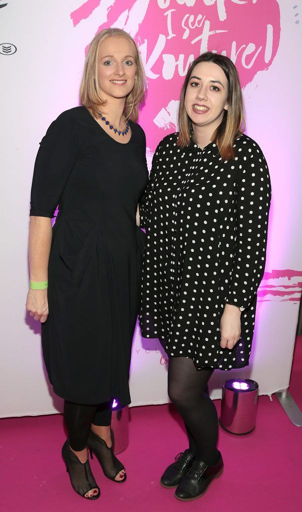 Valerie Tormey and  Gemma Lynch pictured at the Bank of Ireland Junk Kouture Final at The 3 Arena, Dublin. Pic by Brian McEvoy