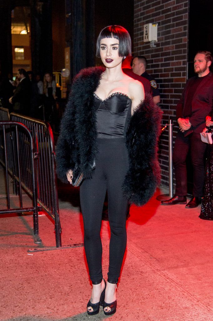 Lily Collins attends attends "Rei Kawakubo/Comme des Garcons: Art Of The In-Between" Costume Institute Gala After Party at the Standard Hotel on May 1, 2017 in New York City.  (Photo by Roy Rochlin/Getty Images)