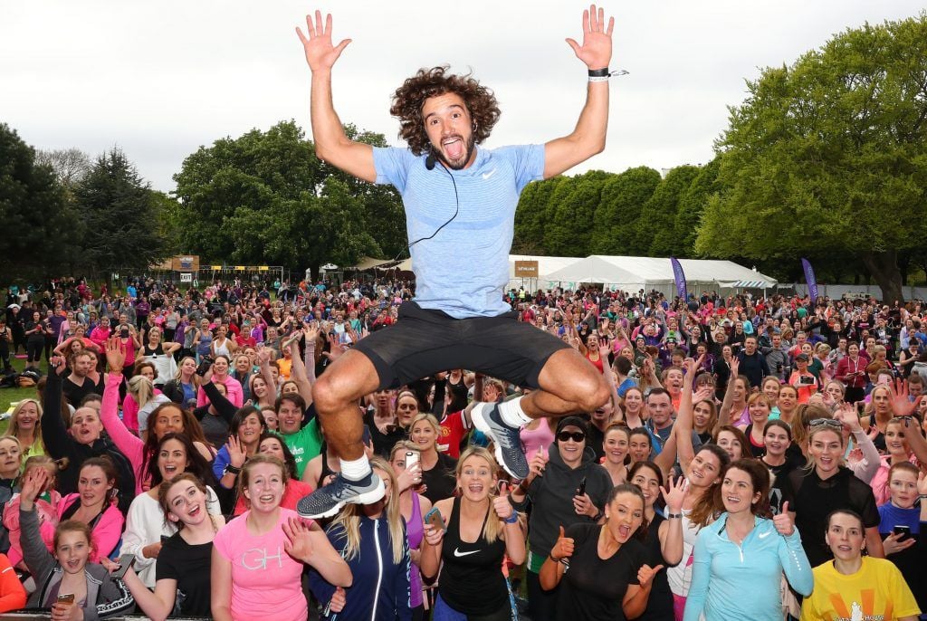 Pictured is The Body Coach Joe Wicks as over 5,000 people descended on Dublin's Herbert park for WellFest, Ireland's only health, wellness and fitness festival. Pic: Marc O'Sullivan