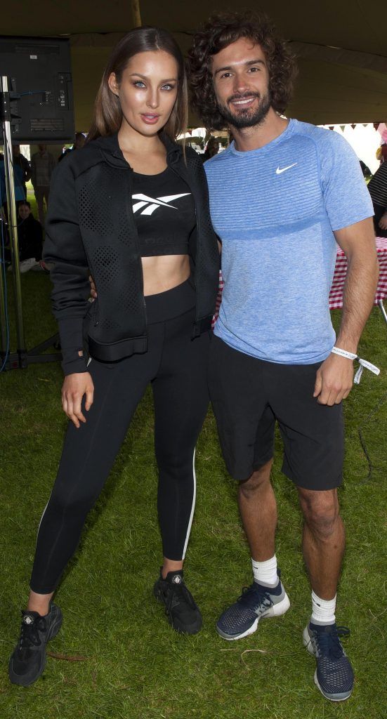 Roz Purcell and Joe Wicks Pictured at the SuperValue Well Food Tent at Wellfest 2017 Herbert Park Pic Patrick O'Leary