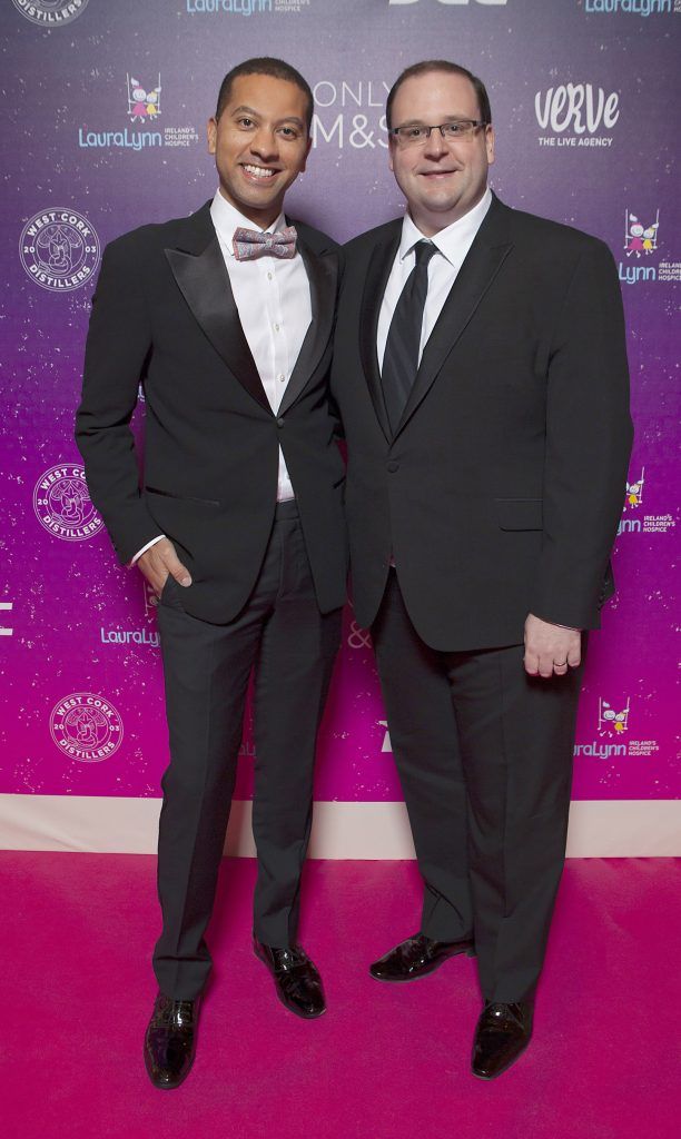 Sean Munsanje and Chris Doyle pictured at The LauraLynn Heroes Ball at The Intercontinental Hotel in Ballsbridge, Dublin to raise funds for LauraLynn Ireland's Children's Hospice. Picture: Peter Houlihan