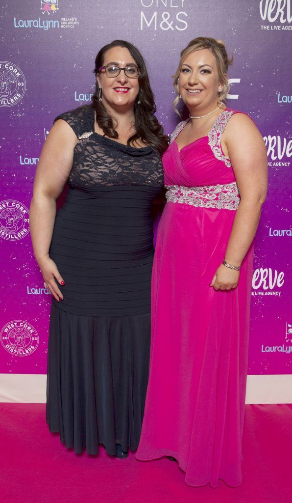 Tracy Collins and Cathy Burton pictured at The LauraLynn Heroes Ball at The Intercontinental Hotel in Ballsbridge, Dublin to raise funds for LauraLynn Ireland's Children's Hospice. Picture: Peter Houlihan