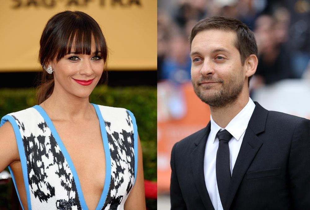 Rashida Jones and Tobey Maguire - Were an item just before Tobey's career took off with Spiderman. They were even rumoured to be engaged. (Photos by Ethan Miller/Getty Images and Jemal Countess/Getty Images)
