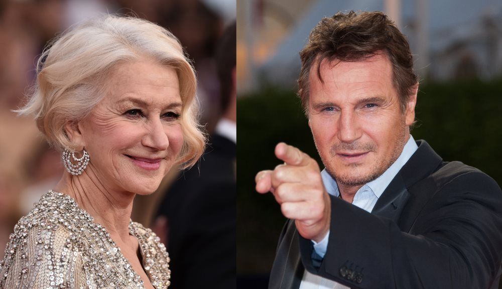 Helen Mirren and Liam Neeson - Met while filming Excalibur in Ireland in 1980 and dated for four years before they were well known stars. (Photos by Francois Durand/Getty Images & Alberto E. Rodriguez/Getty Images)