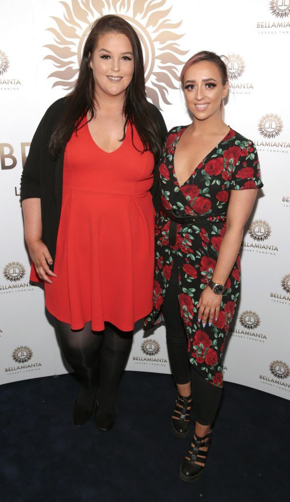 Jen Morris and Laura Dempsey pictured at the Bellamianta Tan summer launch party at Number 22 South Anne Street, Dublin. Picture: Brian McEvoy