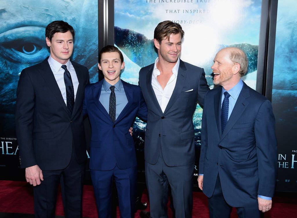 Benjamin Walker, Tom Holland, Chris Hemsworth and Ron Howard attend "In The Heart Of The Sea" Premiere at Frederick P. Rose Hall, Jazz at Lincoln Center on December 7, 2015 in New York City.  (Photo by Nicholas Hunt/Getty Images)