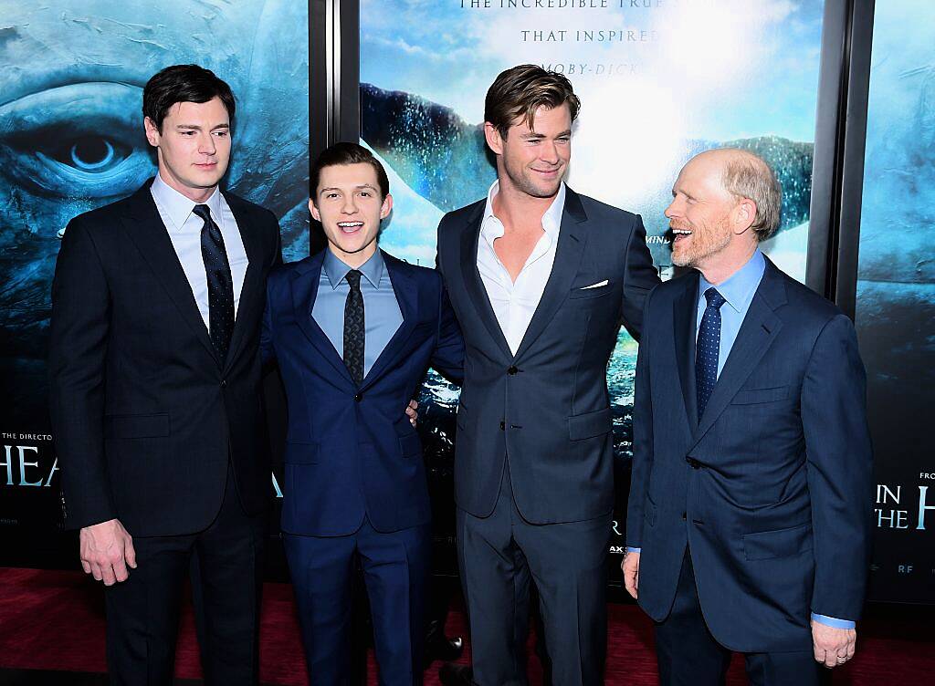 Benjamin Walker, Tom Holland, Chris Hemsworth and Ron Howard attend "In The Heart Of The Sea" Premiere at Frederick P. Rose Hall, Jazz at Lincoln Center on December 7, 2015 in New York City.  (Photo by Nicholas Hunt/Getty Images)