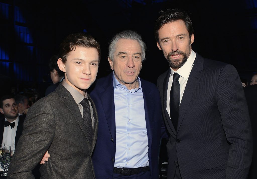 Tom Holland, Robert De Niro and Hugh Jackman attends the 18th Annual Critics' Choice Movie Awards held at Barker Hangar on January 10, 2013 in Santa Monica, California.  (Photo by Larry Busacca/Getty Images for BFCA)