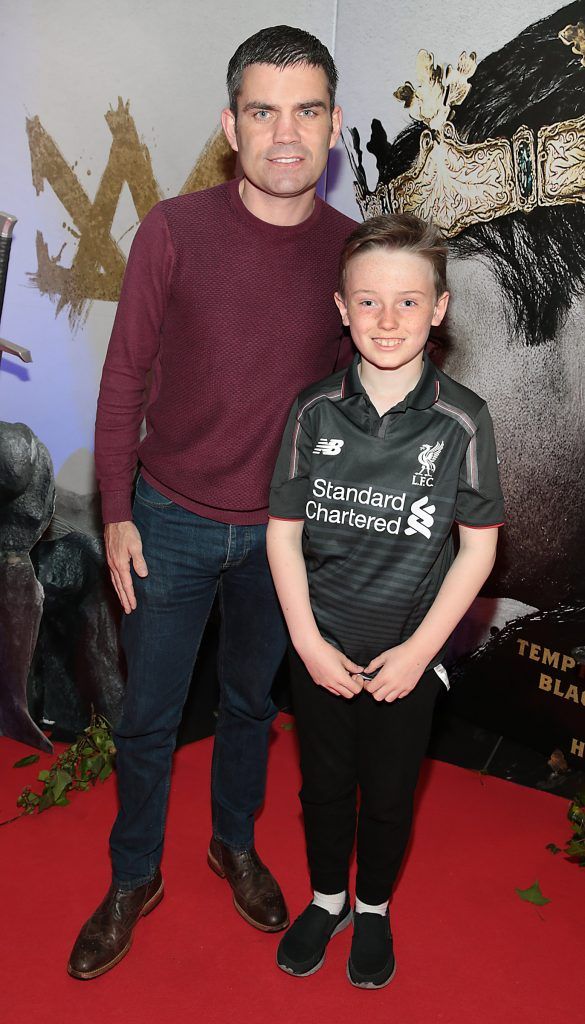 Bernard Dunne and Finnian Dunne pictured at the Irish Premiere Screening of King Arthur: Legend of the Sword at the Savoy Cinema on O'Connell Street, Dublin. Picture: Brian McEvoy