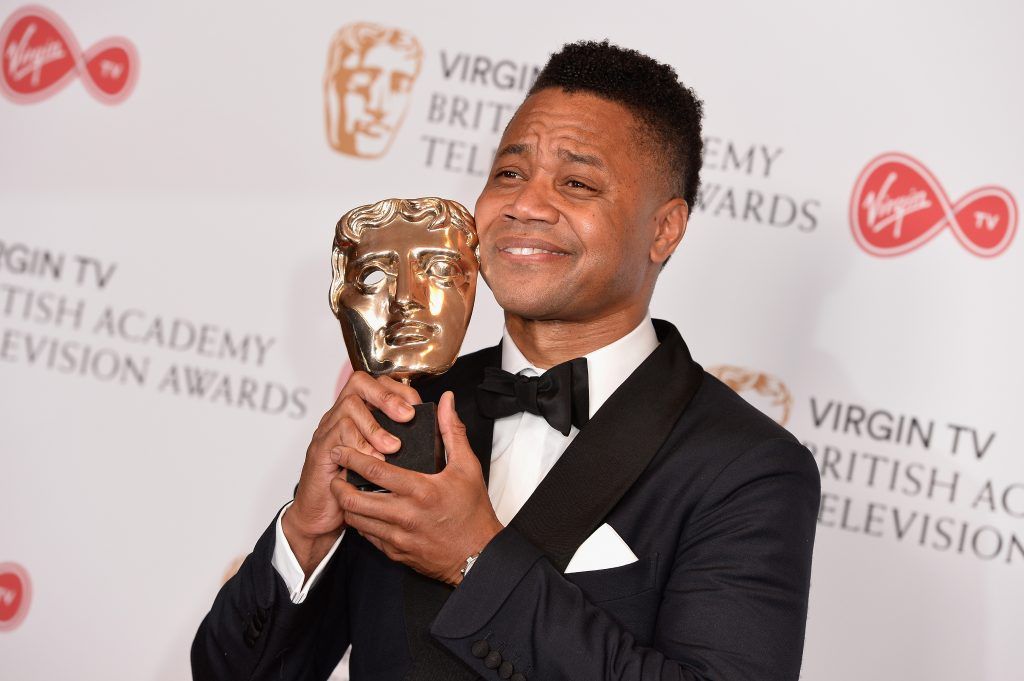 Cuba Gooding Jr, accepting the International award for 'The People Vs. OJ Simpson', poses in the Winner's room at the Virgin TV BAFTA Television Awards at The Royal Festival Hall on May 14, 2017 in London, England.  (Photo by Jeff Spicer/Getty Images)