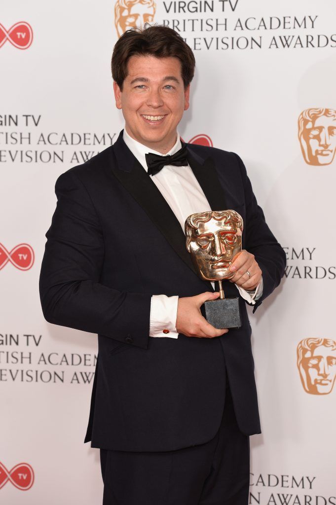 Michael McIntyre, winner of the Entertainment Performance award, poses in the Winner's room at the Virgin TV BAFTA Television Awards at The Royal Festival Hall on May 14, 2017 in London, England.  (Photo by Jeff Spicer/Getty Images)