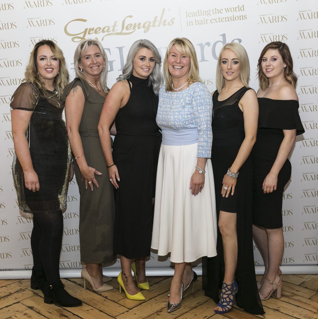 K Hair Philomena Donnelly, Sarah Curran, Karen Nolan, Patrina English, Linda Cummins, Emily Whelan at the Great Lengths Awards 2017, held in Fade Street Social, Dublin. May 2017. Photographer - Paul Sherwood