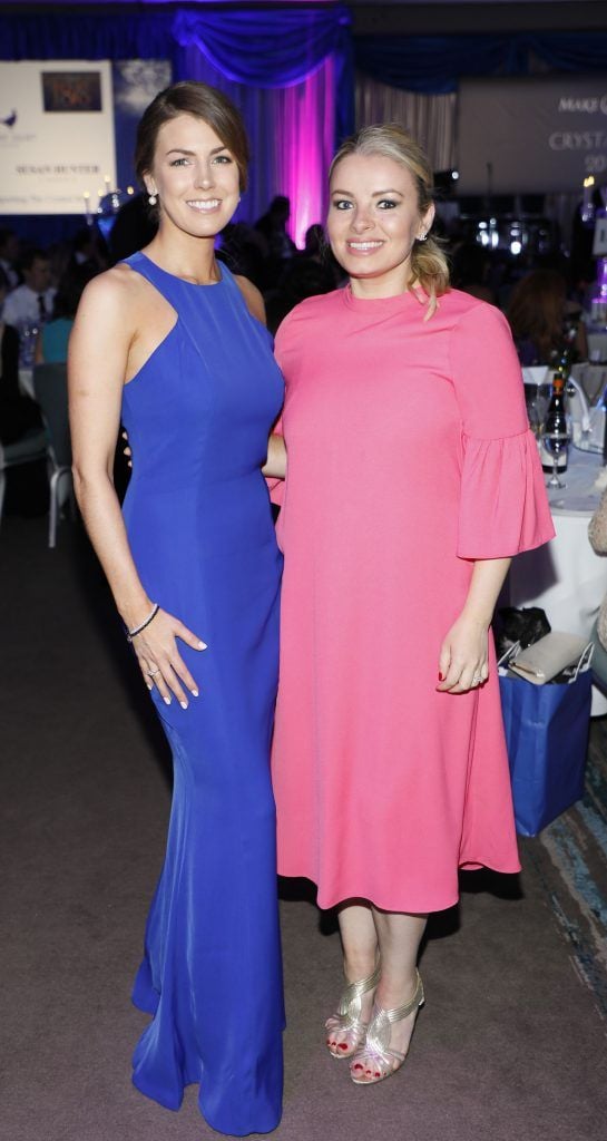 Justine Whittaker and Julie Kennelly at the Make A Wish Crystal Ball 2017 held in the Clayton hotel Ballsbridge-photo Kieran Harnett