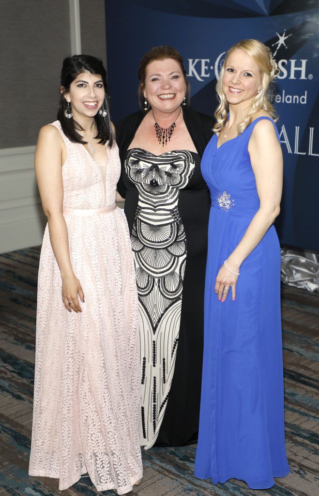 Sally Bourne, Louise Whelan and Marjut Elllis at the Make A Wish Crystal Ball 2017 held in the Clayton hotel Ballsbridge-photo Kieran Harnett