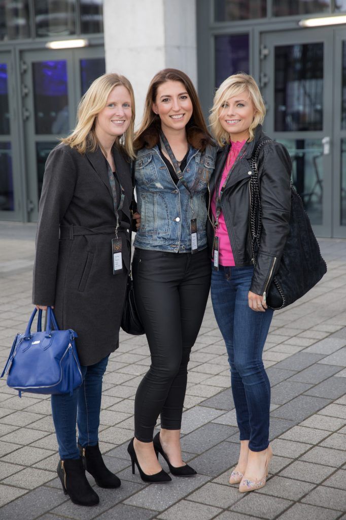 Caoimhe Kenny, Rebecca Todd and Emma O'Shea pictured at the 1878, the Private Members Club at 3Arena before the Take That show. Pic: Naoise Culhane