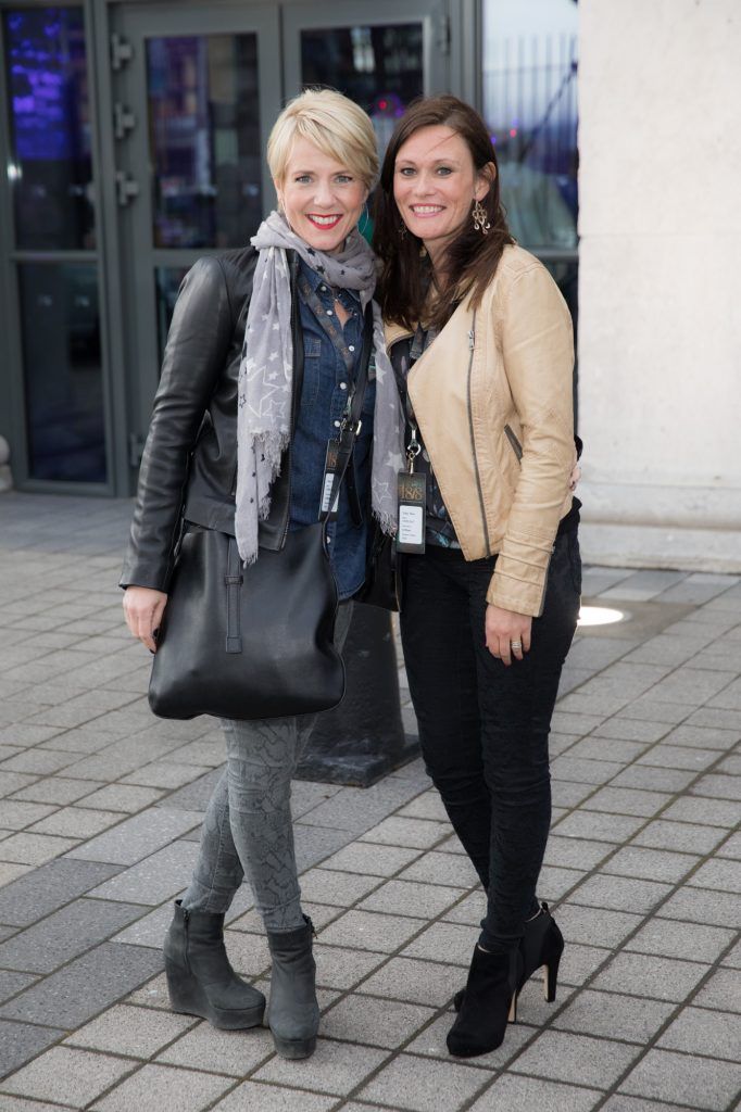 Aoife Cahill and Jaci Power pictured at the 1878, the Private Members Club at 3Arena before the Take That show. Pic: Naoise Culhane