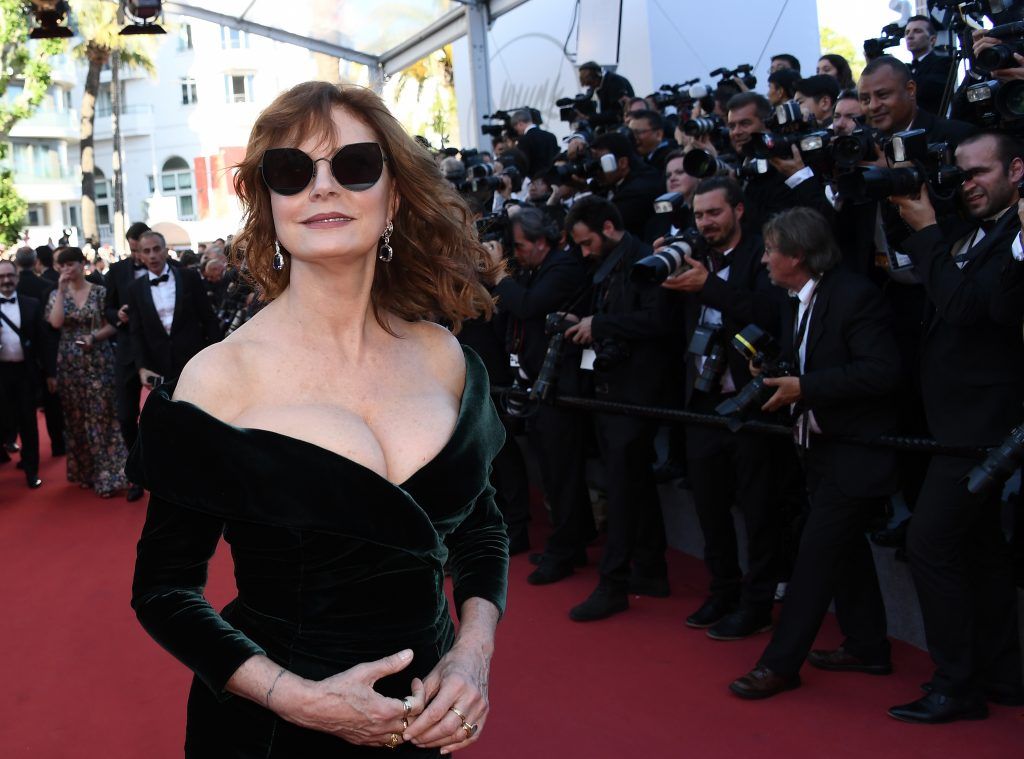 US actress Susan Sarandon poses as she arrives on May 17, 2017 for the screening of the film 'Ismael's Ghosts' (Les Fantomes d'Ismael) during the opening ceremony of the 70th edition of the Cannes Film Festival in Cannes, southern France. (Photo  ANNE-CHRISTINE POUJOULAT/AFP/Getty Images)