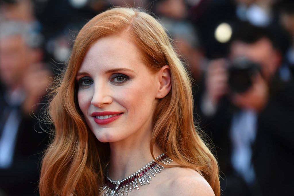 Jessica Chastain poses as she arrives on May 17, 2017 for the screening of the film 'Ismael's Ghosts' (Les Fantomes d'Ismael) during the opening ceremony of the 70th edition of the Cannes Film Festival in Cannes, southern France. (Photo ALBERTO PIZZOLI/AFP/Getty Images)