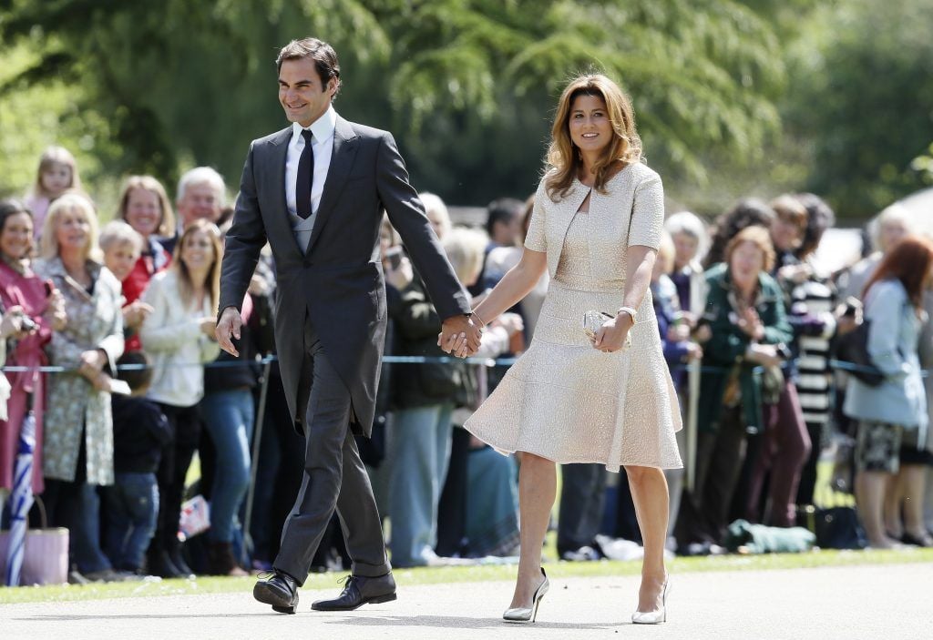 Roger Federer and his wife Mirka arrive at St Mark's Church ahead of the wedding of Pippa Middleton and James Matthews on May 20, 2017 in Englefield, England. (Photo by Kirsty Wigglesworth - Pool/Getty Images)