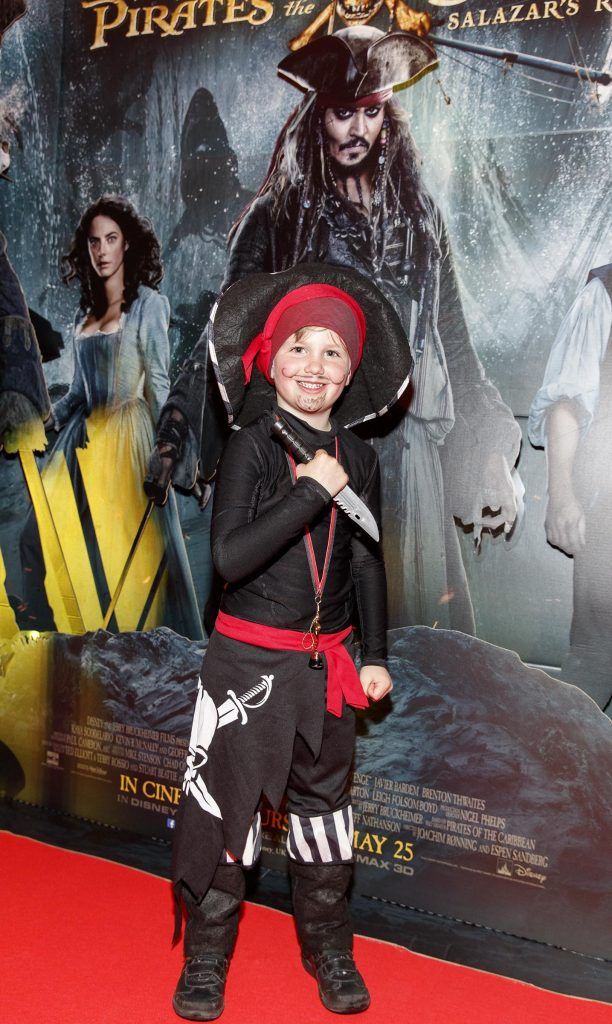 Marcus Daly (6) from Offaly pictured at a special preview screening of Disney's all new Pirates of the Caribbean: Salazar's Revenge at the Savoy Cinema, Dublin (20th May 2017). Picture Andres Poveda