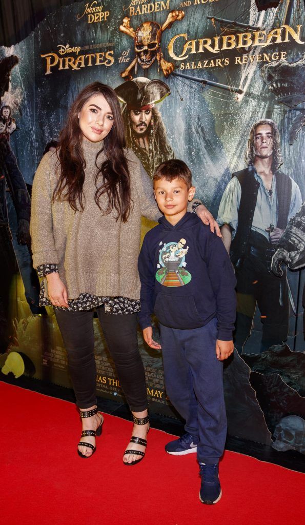 Holly Shortall with Alex Plesca (8) pictured at a special preview screening of Disney's all new Pirates of the Caribbean: Salazar's Revenge at the Savoy Cinema, Dublin (20th May 2017). Picture Andres Poveda