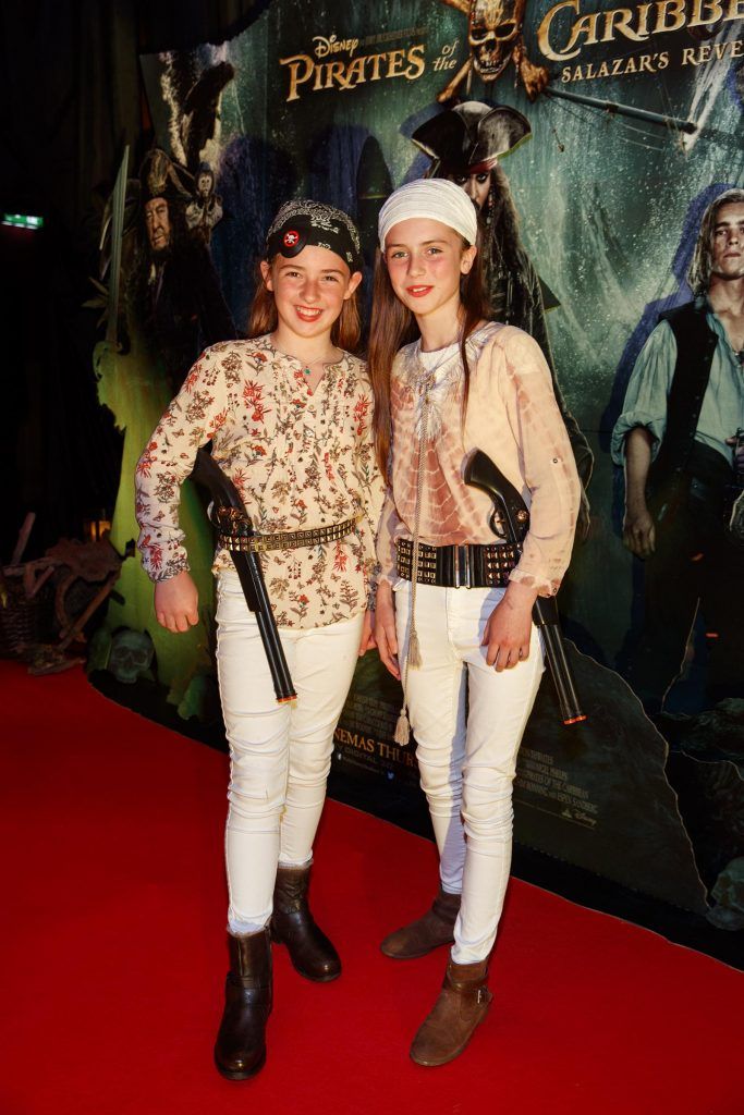 Amelia Nolan (10) and Romy Devlin (10) pictured at a special preview screening of Disney's all new Pirates of the Caribbean: Salazar's Revenge at the Savoy Cinema, Dublin (20th May 2017). Picture Andres Poveda