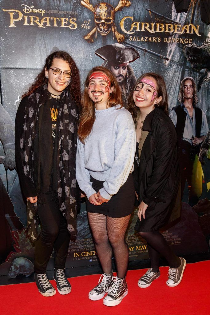 Ria Unole, Clio Cudoni and Nathalia Mandas pictured at a special preview screening of Disney's all new Pirates of the Caribbean: Salazar's Revenge at the Savoy Cinema, Dublin (20th May 2017). Picture Andres Poveda