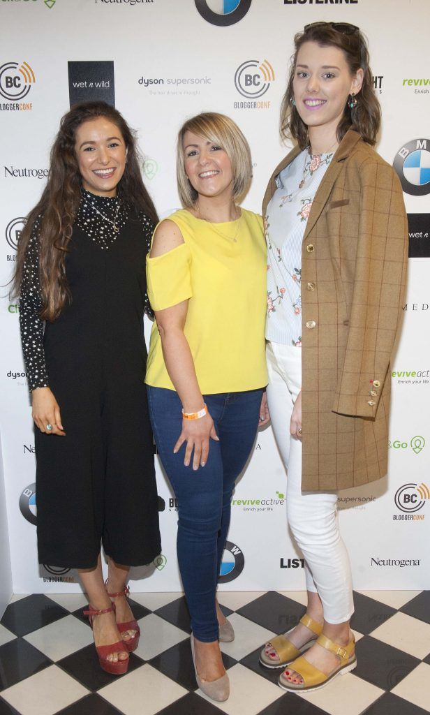 Marie Farag, Leeanne Hedley and Rachel Cornforth Ciamh McCrory pictured at BLOGGERCONF, Ireland's leading social media summit at the Round Room, Mansion House, Saturday 20th May 2017. Pic: Patrick O'Leary