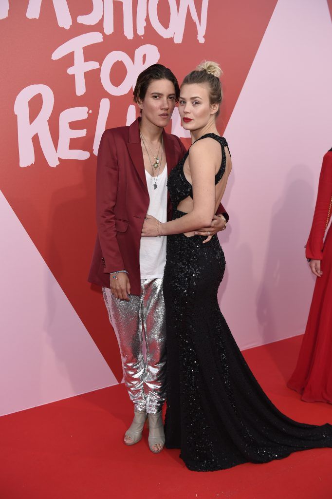 Tamy Glauser and Dominique Rinderknecht attend the Fashion for Relief event during the 70th annual Cannes Film Festival at Aeroport Cannes Mandelieu on May 21, 2017 in Cannes, France.  (Photo by Antony Jones/Getty Images)