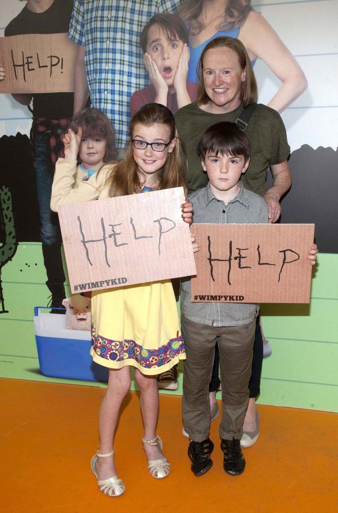 Oiseen Kelly, Rosalind Shevlin and Conor Shevlin at the special preview screening of Diary of A Whimpy Kid: The Long Haul at the Odeon Cinema in Point Village, Dublin. Picture: Patrick O'Leary