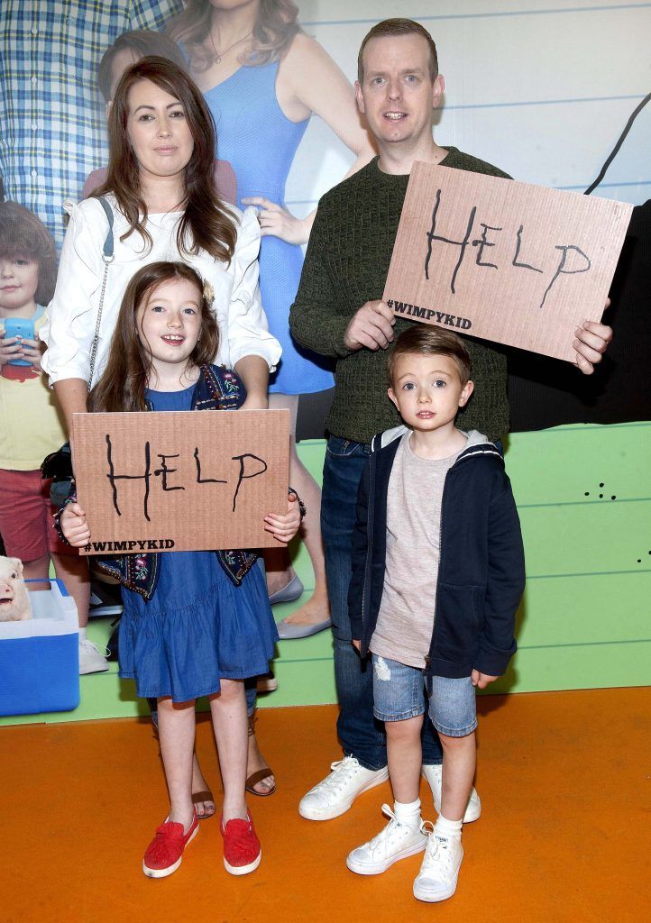 Sarah Dixon and Michael Dixon, Naoise Dixon and Rian Dixon at the special preview screening of Diary of A Whimpy Kid: The Long Haul at the Odeon Cinema in Point Village, Dublin. Picture: Patrick O'Leary