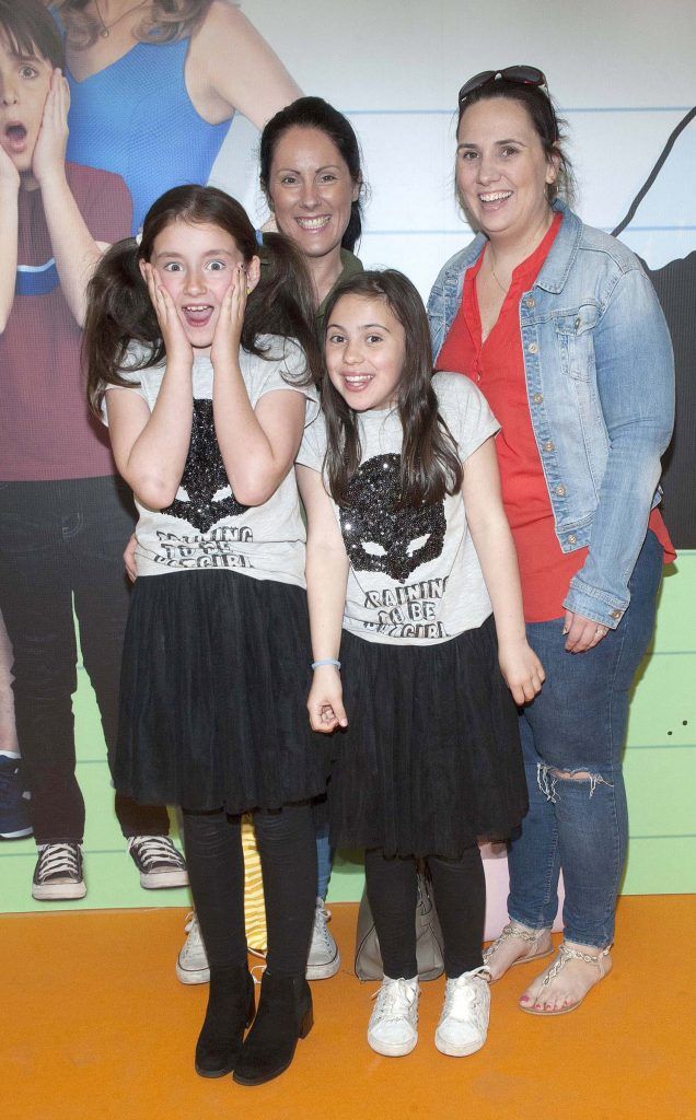 Nicola McCarthy, Tracy Stanley, Ella McCarthy and Megan Stanley at the special preview screening of Diary of A Whimpy Kid: The Long Haul at the Odeon Cinema in Point Village, Dublin. Picture: Patrick O'Leary