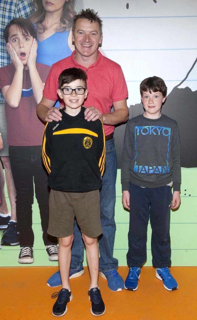 Gary McCauley, Eric Mc Cauley and Oisin Mc Cauley at the special preview screening of Diary of A Whimpy Kid: The Long Haul at the Odeon Cinema in Point Village, Dublin. Picture: Patrick O'Leary