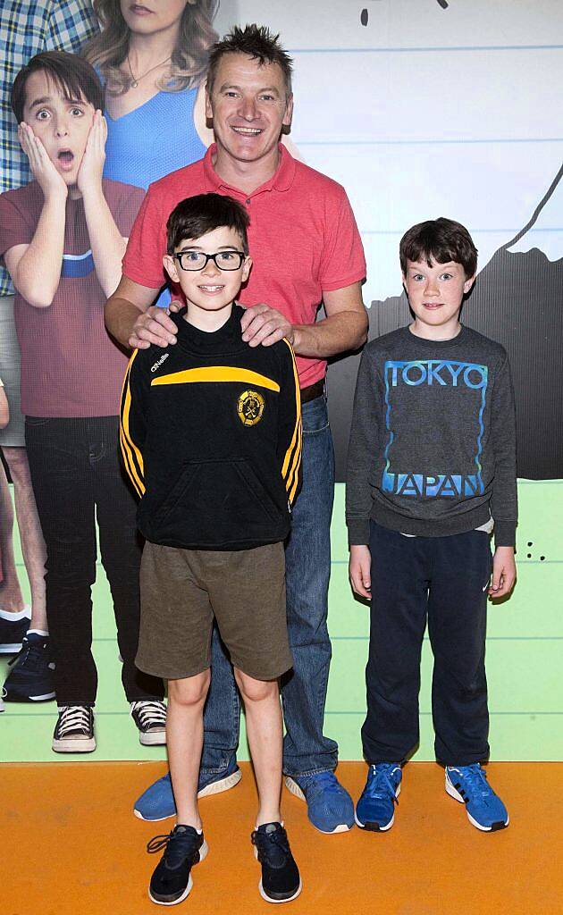 Gary McCauley, Eric Mc Cauley and Oisin Mc Cauley at the special preview screening of Diary of A Whimpy Kid: The Long Haul at the Odeon Cinema in Point Village, Dublin. Picture: Patrick O'Leary