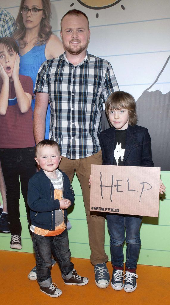 Thomas Cannon, Jacob Cannon and Zion Cannon  at the special preview screening of Diary of A Whimpy Kid: The Long Haul at the Odeon Cinema in Point Village, Dublin. Picture: Patrick O'Leary