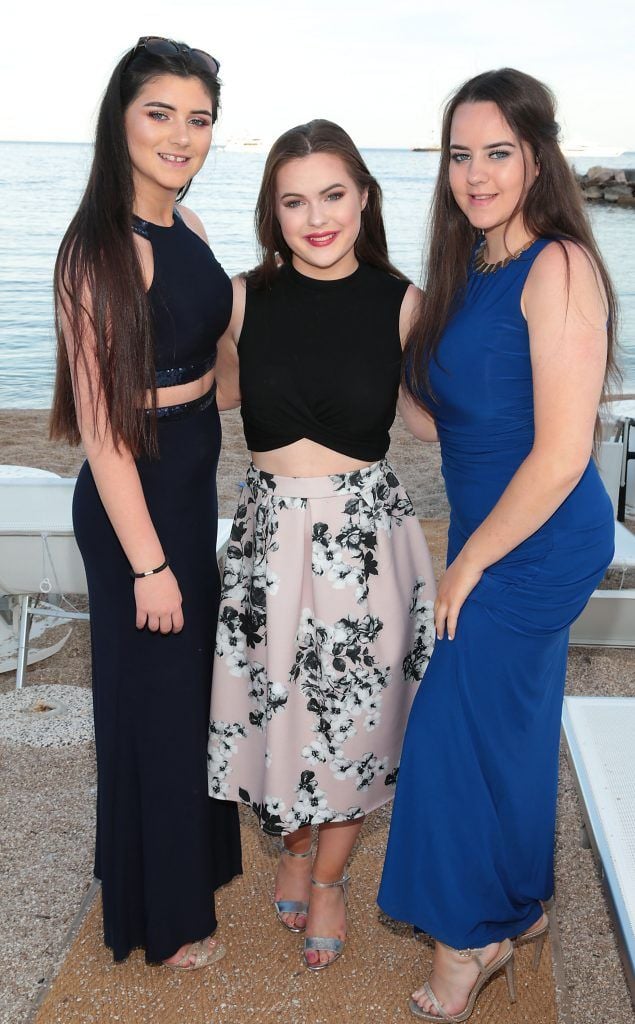 Emma Duffy, Grainne Byrne and Chloe Murden pictured as the Junk Kouture finalists attended the 70th annual Cannes Film Festival in France. Picture: Brian McEvoy