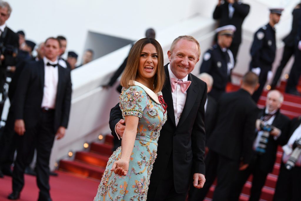 Salma Hayek and  Francois- Henri Pinault attend the 70th Anniversary screening during the 70th annual Cannes Film Festival at Palais des Festivals on May 23, 2017 in Cannes, France.  (Photo by Pascal Le Segretain/Getty Images)