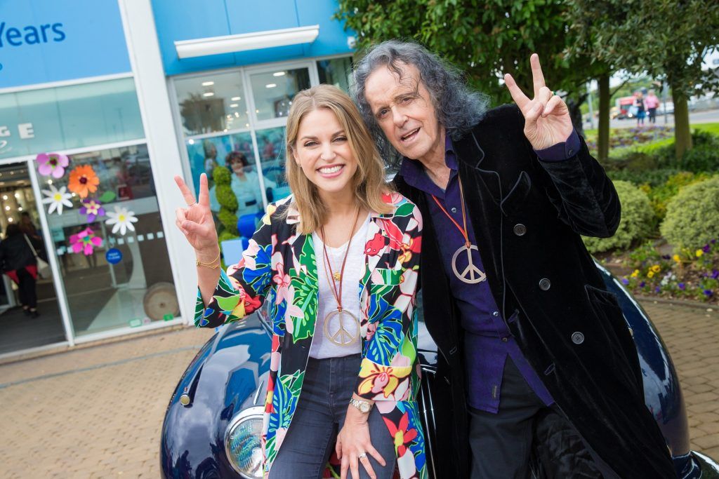 Amy Huberman and Donovan Leitch pictured at the launch of the 60's Summer of Love exhibition featuring legendary singer Donovan Leitch which opened at the Museum of Style Icons at Newbridge Silverware. Pic by Conor Healy