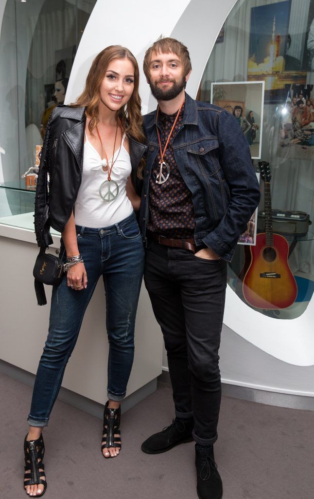 Tara O'Farrell and Daniel Anderson pictured at the launch of the 60's Summer of Love exhibition featuring legendary singer Donovan Leitch which opened at the Museum of Style Icons at Newbridge Silverware. Pic by Conor Healy