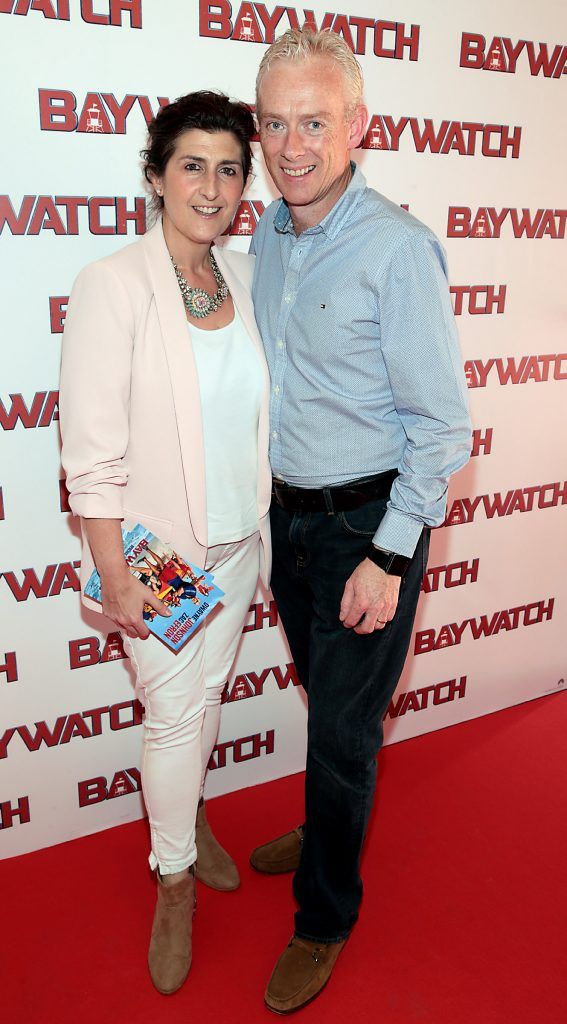 Charlotte  Doyle and John McLoughlin at the Irish premiere screening of Baywatch at the Savoy Cinema on O'Connell Street, Dublin. Photo by Brian McEvoy