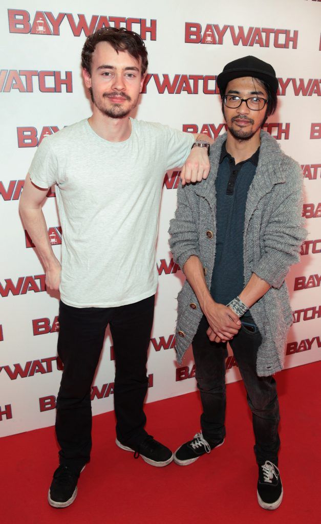 Sean Donoghue  and Brian B at the Irish premiere screening of Baywatch at the Savoy Cinema on O'Connell Street, Dublin. Photo by Brian McEvoy