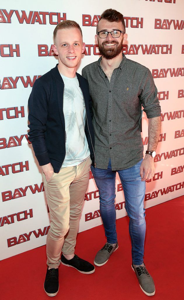 James McLoughlin and Bryan Thorpe at the Irish premiere screening of Baywatch at the Savoy Cinema on O'Connell Street, Dublin. Photo by Brian McEvoy