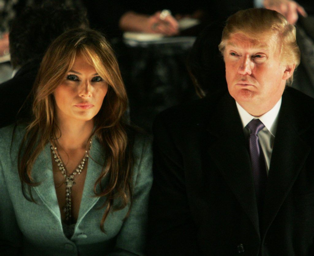 Donald Trump and his wife Melania Trump attend the Michael Kors Fall 2005 fashion show during the Olympus Fashion Week at Bryant Park  February 9, 2005 in New York City.  (Photo by Peter Kramer/Getty Images)