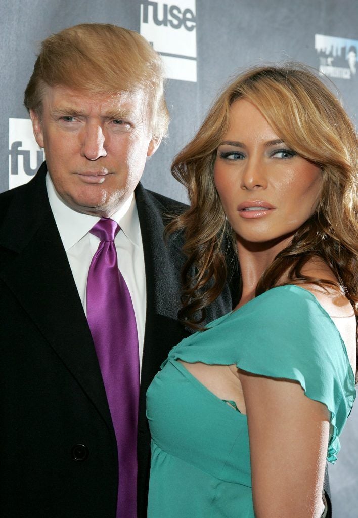 Donald Trump and wife Melania Trump attend "The Apprentice" viewing party at Cain on March 10, 2005 in New York City. (Photo by Paul Hawthorne/Getty Images)