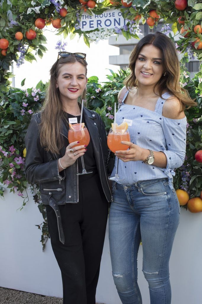 Caoimhe Sweeney & Katie Hughes pictured at the launch of The House of Peroni in Dublin. It is open to the public from 25th of May to 4th of June 2017 at 1 Dame Lane, showcasing the best of contemporary Italian food and drink. Photo: Anthony Woods