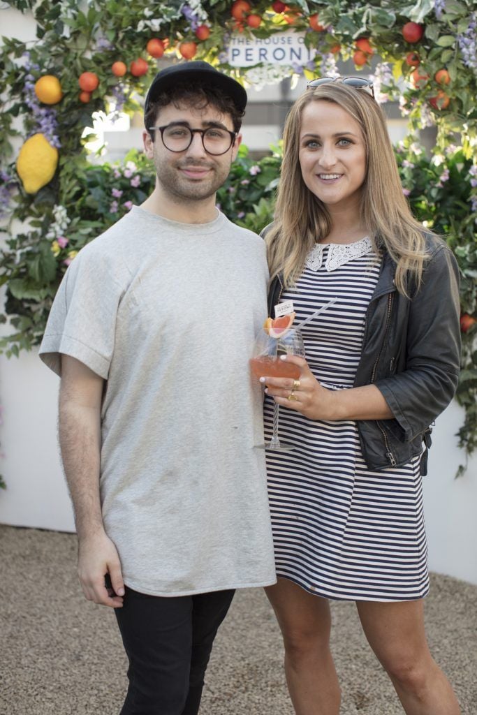 Conor Merriman & Justine King pictured at the launch of The House of Peroni in Dublin. It is open to the public from 25th of May to 4th of June 2017 at 1 Dame Lane, showcasing the best of contemporary Italian food and drink. Photo: Anthony Woods