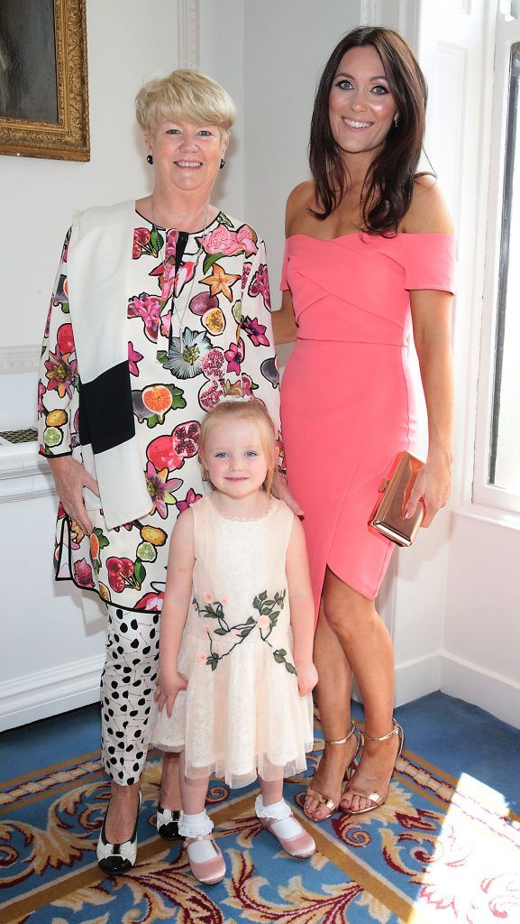 Miriam Ahern and daughter Georgina Ahern and Georgina's daughter Tia at the annual Cari Charity lunch hosted by Miriam Ahern at the Shelbourne Hotel, Dublin. Picture by Brian McEvoy.
