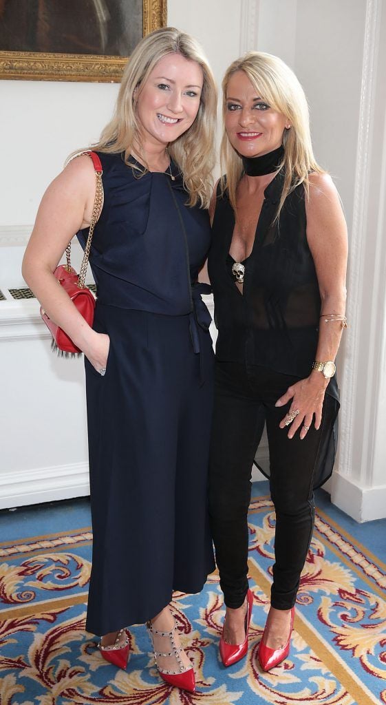Andrea Hayes and Lynsey Dolan at the annual Cari Charity lunch hosted by Miriam Ahern at the Shelbourne Hotel, Dublin. Picture by Brian McEvoy.