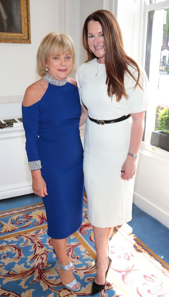 Lucy Cregan and Valerie O Brien at the annual Cari Charity lunch hosted by Miriam Ahern at the Shelbourne Hotel, Dublin. Picture by Brian McEvoy.